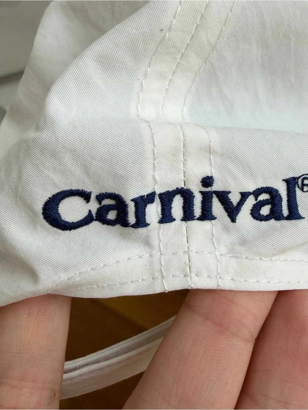 Carnival white blue nylon‎ embrodiered hat OS one size